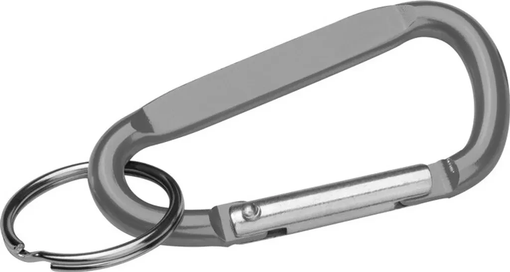 Schlüsselanhänger mit Karabinerhaken – Aluminium – Silbergrau